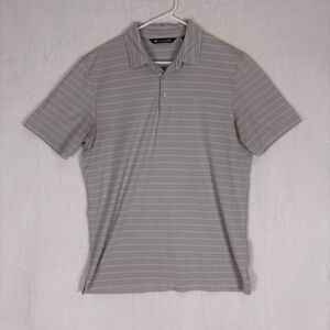 Travis Mathew Grey Striped Collared Golf Polo Top Men's Size Medium